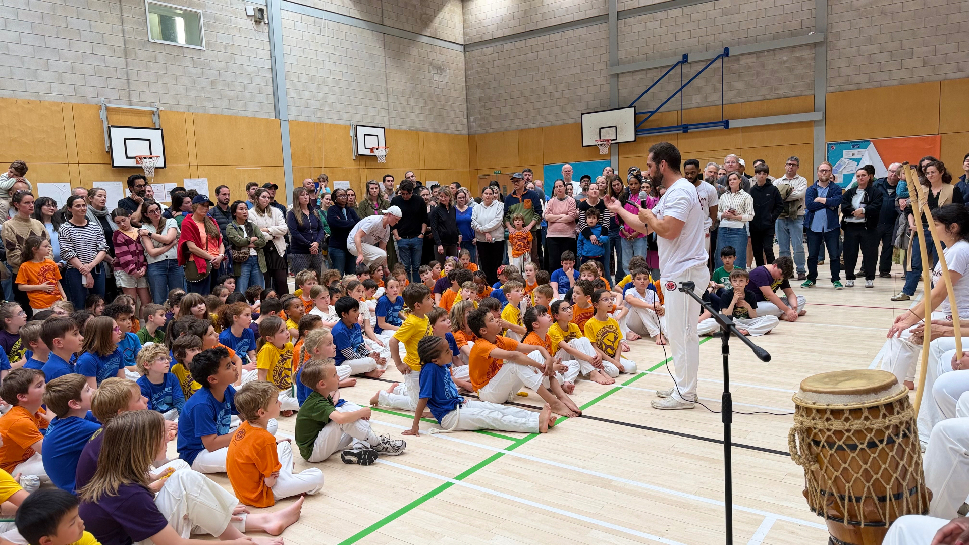 Mestre Hiram leading a Capoeira Club London roda with students